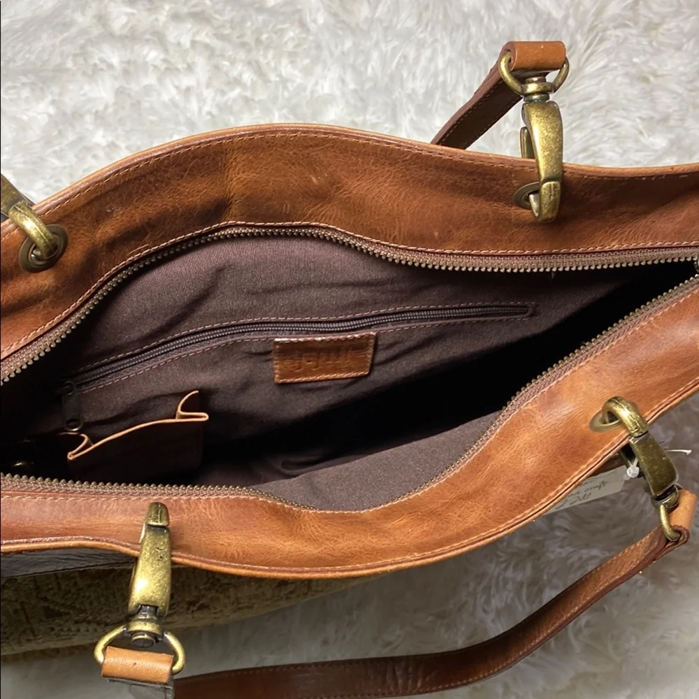 J. Jill Geometric Patterned Tan and Brown Shoulder Bag - Picture 6 of 8